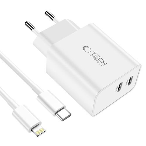 tech-protect c35w 2-port network charger pd35w + lightning cable white na Arena.pl