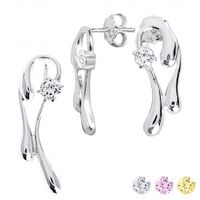 SREBRNY KOMPLET KOLCZYKI I ZAWIESZKA KROPLE Z CYRKONIAMI SREBRO PRÓBY 925