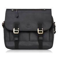 torba męska na ramię skórzana czarna vintage na laptopa duża