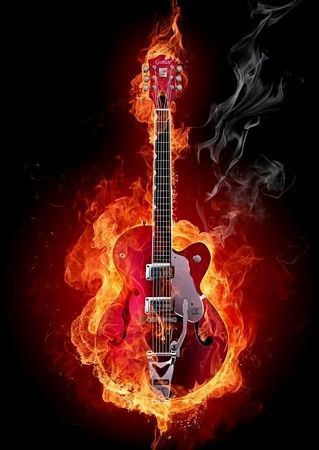 Gitara - Fire guitar - fototapeta 115x175 cm zdjęcie 1