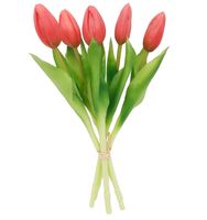 TULIPAN SILIKONOWY SZTUCZNE TULIPANY BUKIET 5 sztuk 28 cm CZERWONE