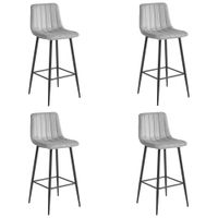 Hoker kuchenny POZZA szary aksamit czarne nogi komfortowy barowy x4