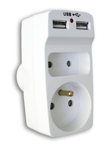 Rozgałęźnik 2 gniazda + 2xUSB, biały na Arena.pl