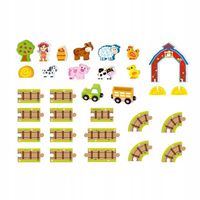 DREWNIANA FARMA W WALIZCE STODOŁA GOSODARSTWO POJAZDY FIGURKI TRAKTOR