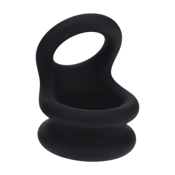 Wide Double O Silicone Cockring - M - Black zdjęcie 1