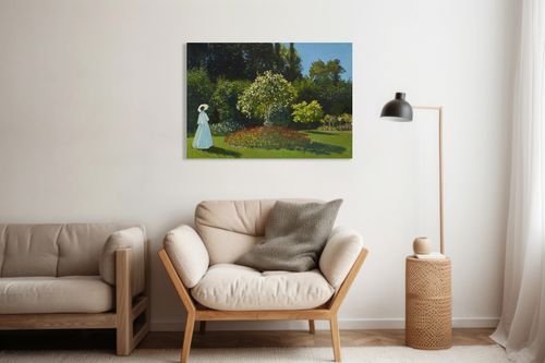 Obraz 70x50cm Lady in the Garden, Monet Vintage do Salonu na Arena.pl