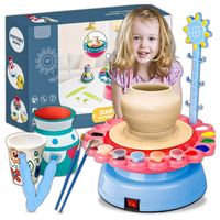 Koło Garncarskie dla Dzieci Pełny Zestaw z Gliną i Farbami USB + Fartuszek