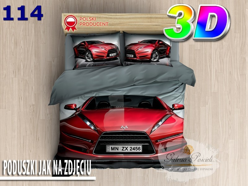 Pościel 3D bawełna satyna 200x220cm SAMOCHÓD zdjęcie 2