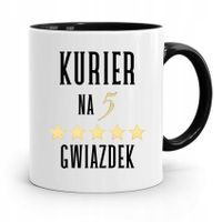 Kubek Czarny Dla Kuriera Na Pięć Gwiazdek Prezent Z Nadrukiem Ze Zdjęciem