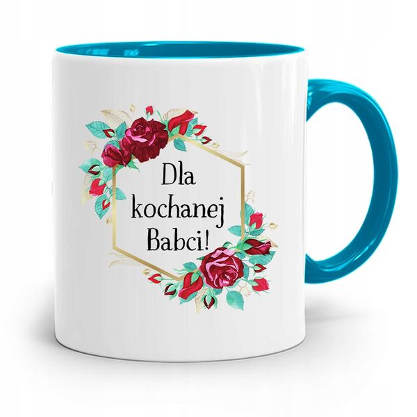 Kubek Błękitny Dzień Babci Dla Kochanej Babuni Z Nadrukiem Ze Zdjęciem zdjęcie 1