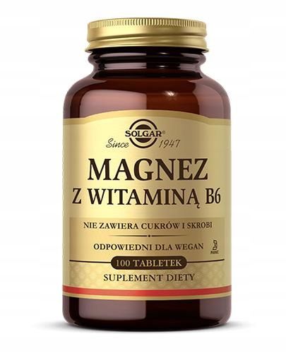 SOLGAR MAGNEZ Z WITAMINĄ B6 100 tabl. zdjęcie 1