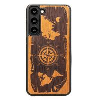 Drewniane Etui Bewood na Samsung Galaxy S23 Plus RÓŻA WIATRÓW MERBAU