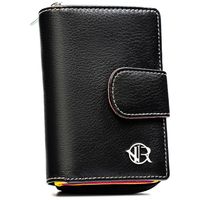 stylowy, czarny, skórzany portfel damski na zatrzask i suwak - rovicky