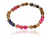 BRANSOLETKA NA GUMCE KULKI JASPIS KAMIEN SŁONECZNY RÓŻOWY AGAT SREBRO 925