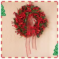 Zielony Wianek Dekoracyjny Świąteczny Ozdoba na Stół Drzwi 60 cm