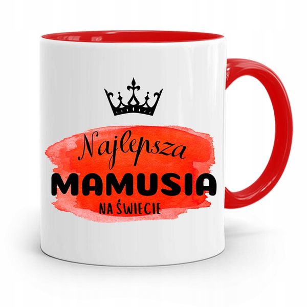 Kubek Czerwony Dla Najlepszej Mamy Na Świecie Z Nadrukiem Ze Zdjęciem zdjęcie 1