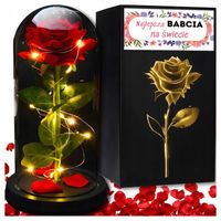 Prezent na Dzień Babci Wieczna Róża w szkle najlepsza babcia na świecie