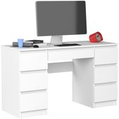 BIURKO KOMPUTEROWE 130CM 7 SZUFLAD BIAŁE BIAŁY DUŻE