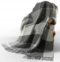 Koc ELF w kratkę z frędzlami wełna nowozelandzka NARZUTA NA KANAPĘ piknik