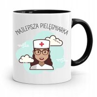 Kubek Czarny Prezent Dla Najlepszej Pielęgniarki Z Nadrukiem Ze Zdjęciem