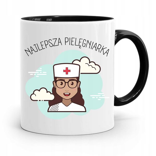 Kubek Czarny Prezent Dla Najlepszej Pielęgniarki Z Nadrukiem Ze Zdjęciem zdjęcie 1