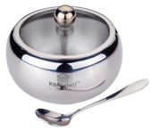 stalowa cukiernica z łyżeczką kinghoff kh-3732 satyna