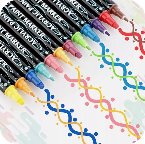 MARKERY AKRYLOWE PISAKI FLAMASTRY Z FARBĄ 36szt DWUSTRONNE WODOODPORNE na Arena.pl
