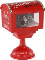 ŚWIĄTECZNA SKRZYNKA POCZTOWA 27X20X41CM Z POZYTYWKĄ LED CZERWONA Z MIKOŁAJE