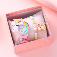 Różowy piękny zegarek z jednorożcem bransoletka prezent dla dziewczynki