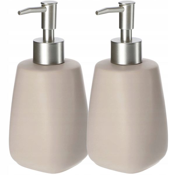 Dozownik Na Mydło Płyn Pojemnik Beżowy 2 x 400ml zdjęcie 1