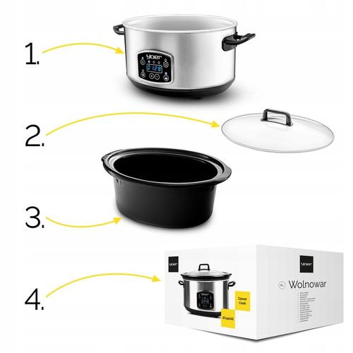 Wolnowar Garnek ceramiczny Slow Cooker Yoer INOX LCD 280W 4,5L na Arena.pl