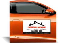 Magnes na samochód reklama magnetyczna GOTOWE WZORY POGOTOWIE DACHOWE