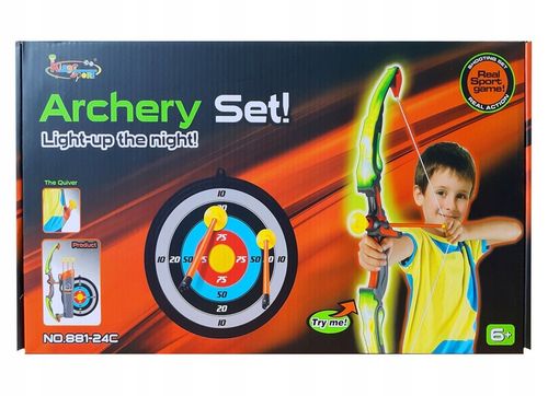 ŁUK ŚWIECĄCY LED +TARCZA DUŻY ZESTAW Z TARCZĄ DLA DZIECI STRZELANIE DO CELU na Arena.pl