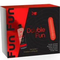 intt double fun - zestaw z wibrującym pociskiem i żelem truskawkowym 50 ml