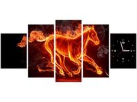 70CM 150CM ZEGAR 5 ELEM OGNISTY KOŃ DRUK OBRAZ