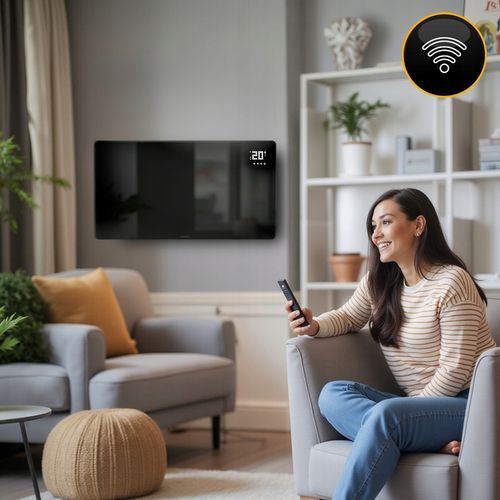 Szklany grzejnik na podczerwień promiennik PrimeHeat 720W WiFi Tuya na Arena.pl