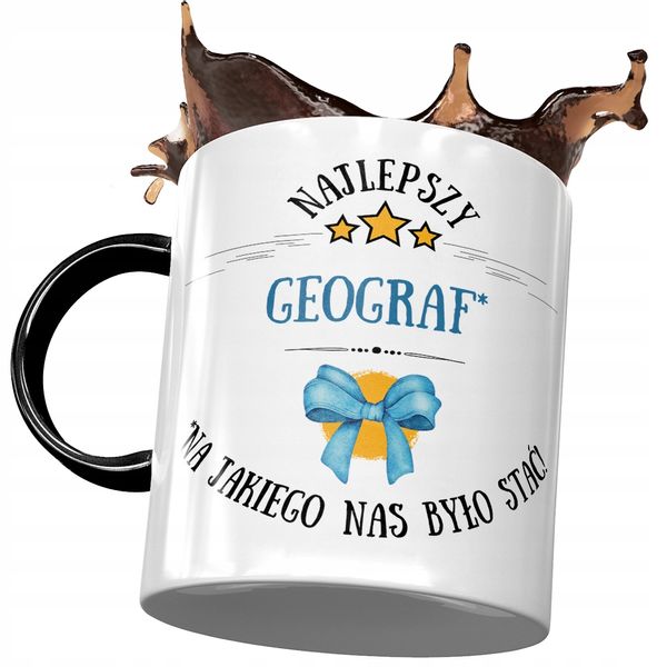 Kubek Czarny Dla Geografa Najlepszy Geograf Kubek Z Nadrukiem Ze Zdjęciem zdjęcie 1
