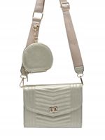 Victoria J. - torebka listonoszka portfelik przeszycia złoty VJ-957