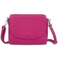 VERA PELLE torebka skórzana listonoszka 3 komorowa z paskiem V020 fuksja