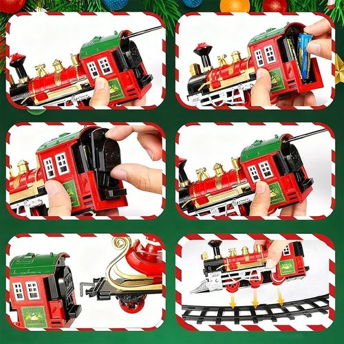 Pociąg świąteczny oświetlenie dźwięk KOLEJKA tory Lokomotywa + 4 wagony na Arena.pl
