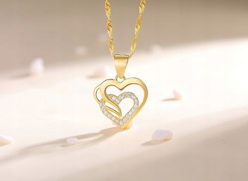 ZŁOTY NASZYJNIK SERCE ŁAŃCUSZEK ZAWIESZKA DAMSKI SREBRO 925 ORYGINALNY na Arena.pl