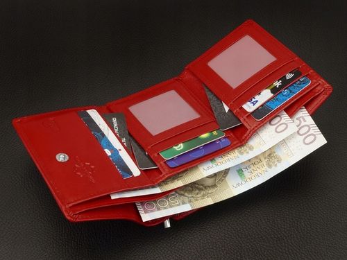 KOCHMANSKI portfel damski skórzany mały czerwony portmonetka zatrzask rfid na Arena.pl