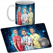 ZESTAW KUBEK + PODKŁADKA - PIŁKA NOŻNA - PREZENT WIELE WZORÓW + IMIĘ