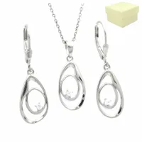 Komplet Biżuterii Srebrnej 925 Zestaw Kolczyki Bigle i Naszyjnik na Prezent