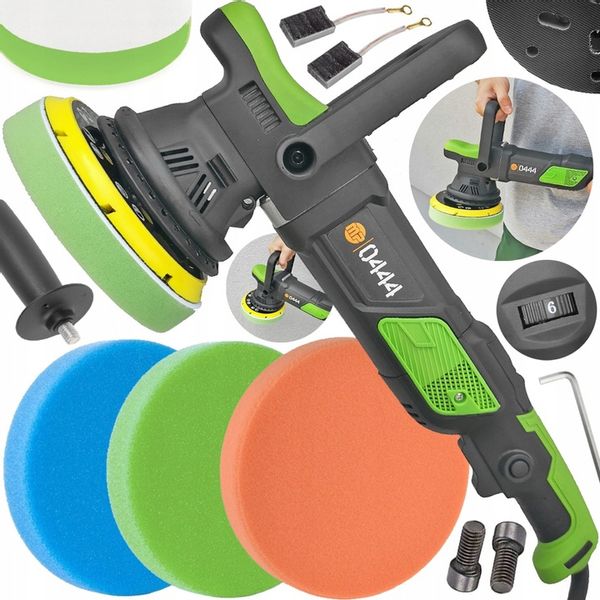 POLERKA SAMOCHODOWA MIMOŚRODOWA OSCYLACYJNA 1600W Z REGULACJĄ 3 X GĄBKA zdjęcie 1