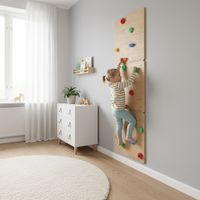 Ścianka wspinaczkowa do pokoju dzieci 225x75 cm drewno sklejka kolorowe uchwyty