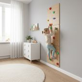 Ścianka wspinaczkowa do pokoju dzieci 225x75 cm drewno sklejka kolorowe uchwyty