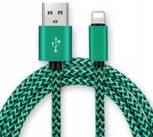kabel przewód pleciony ładowarka micro usb 2m sznurek oplot zielony mocny