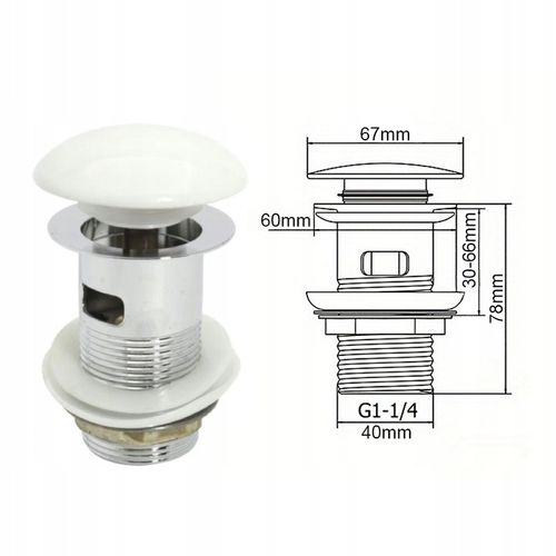 KOREK DO UMYWALKI CERAMICZNY Biały umywalkowy z przelewem na Arena.pl
