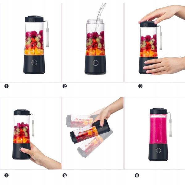 BLENDER PRZENOŚNY BEZPRZEWODOWY TURYSTYCZNY KUBEK 400ML ŁADOWANIE PRZEZ USB zdjęcie 14